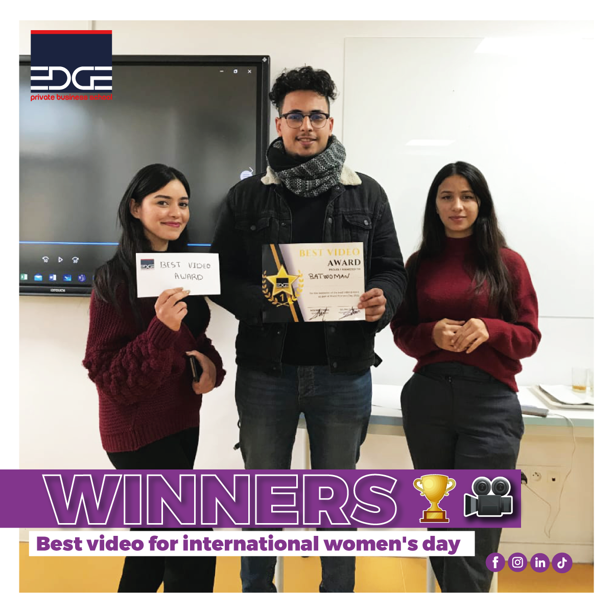 l'équipe gagnante de la compétition de la journée internationale de la femme