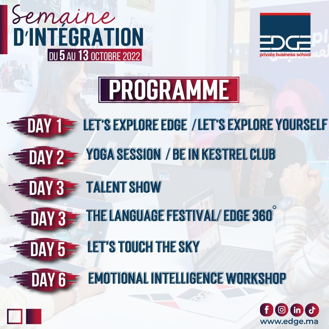 Programme Semaine d'intégration à EDGE Busines School